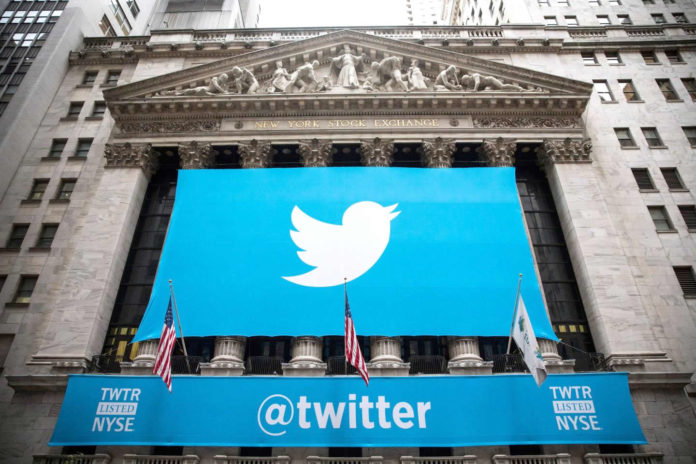 Twitter banner at the NYSE